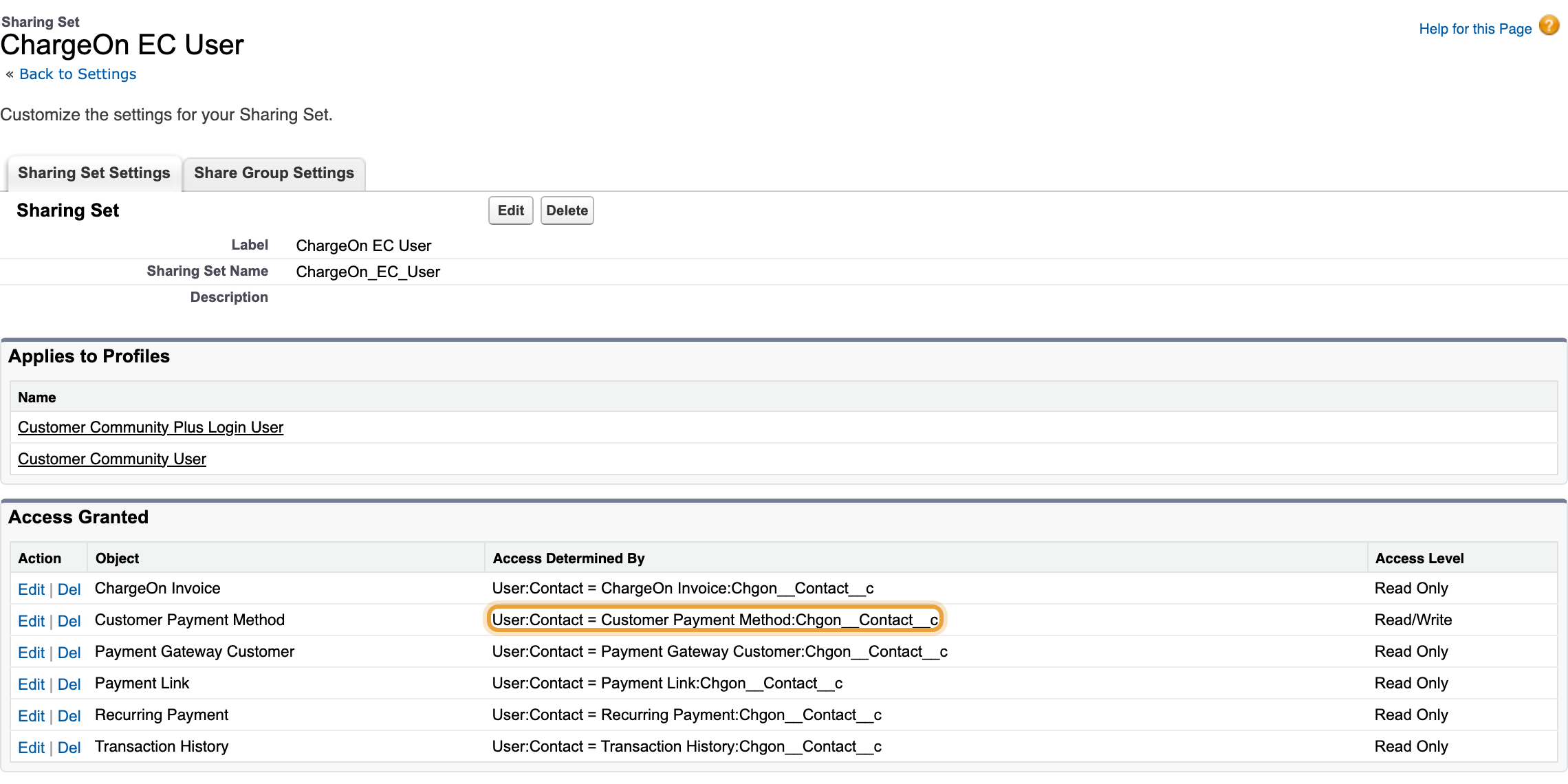 The sharing set that gives a portal user access to their own records