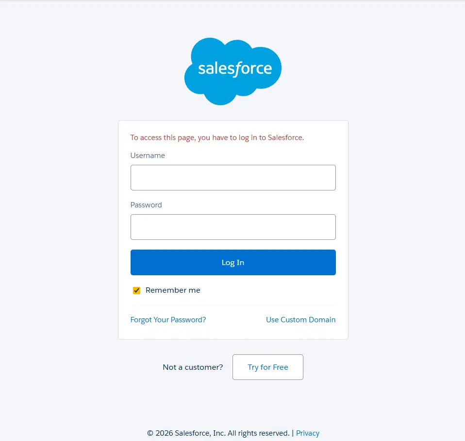 Log in to your Salesforce Developer Org