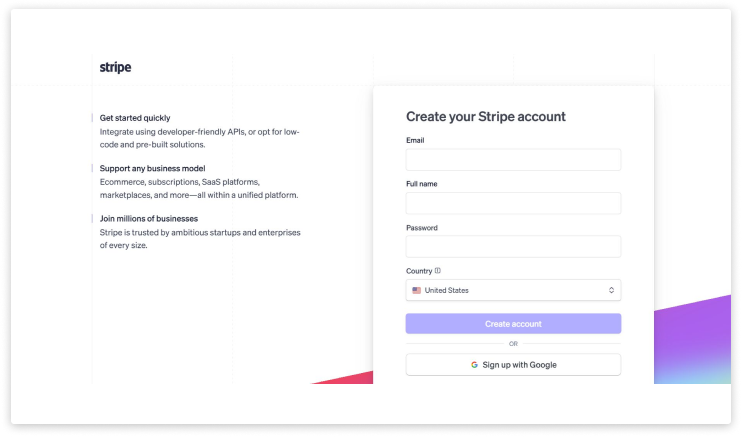 Stripe - Create the Account