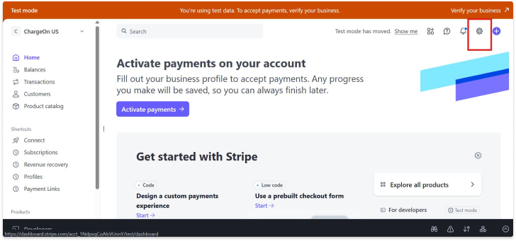 Stripe - Click Settings