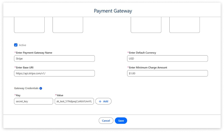 Stripe - Enter basic gateway details