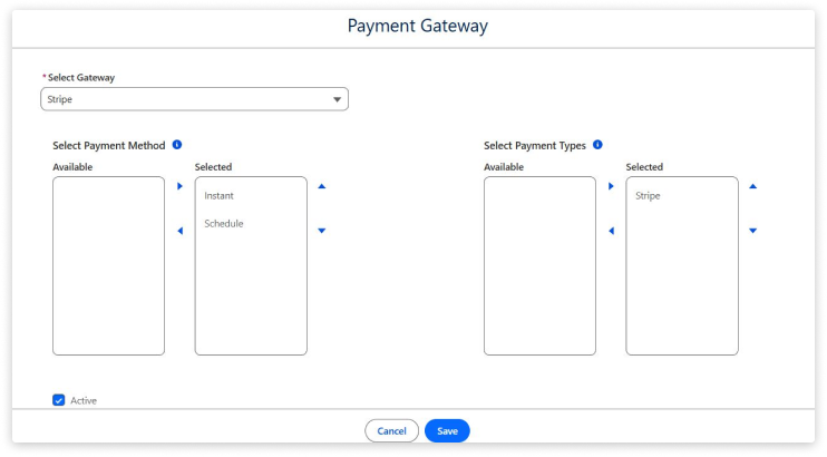 Stripe - Select payment types