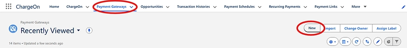 Step - Click new to create a new payment gateway record image
