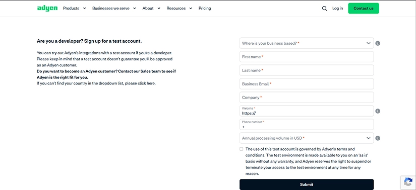 Step - Login into Adyen dashboard