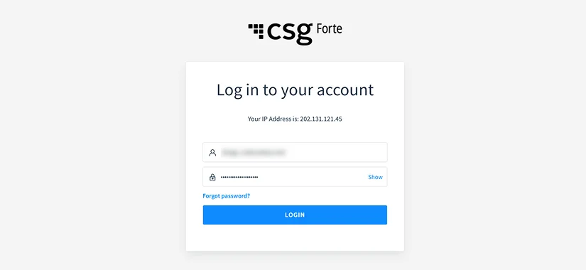 Step - log in to the Forte Sandbox