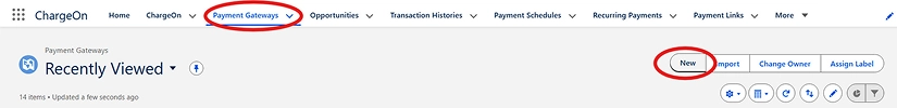 Step - Click new to create a new payment gateway record image