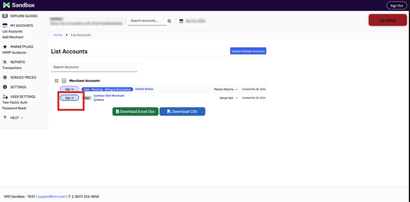 Step - Log in to your relevant merchant account by clicking on Sign in