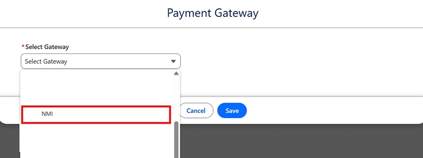 Step - Choose NMI from the dropdown