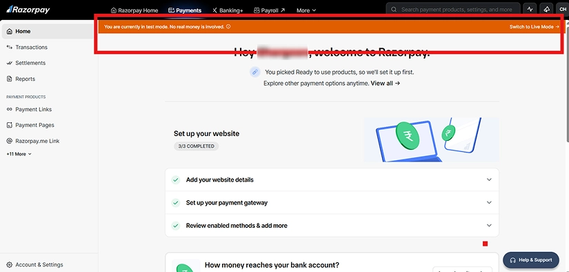 Step - A notification pops up reminding you of the mode you are currently using