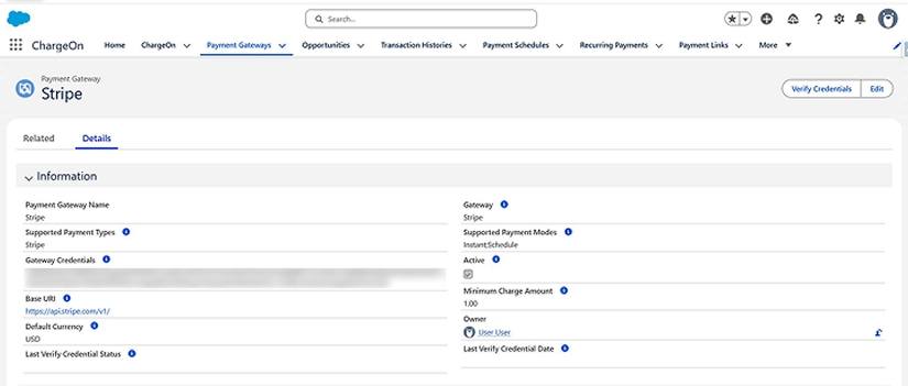 Stripe - Review all details carefully and click Save