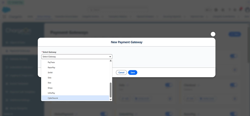 Step - Click new to create a new payment gateway record image