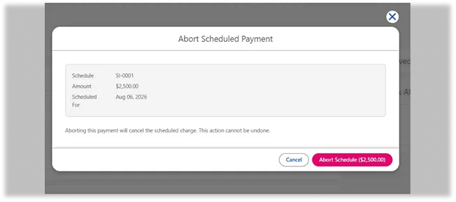 Abort Scheduled Payment