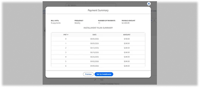 Recurring Payment Summary Preview
