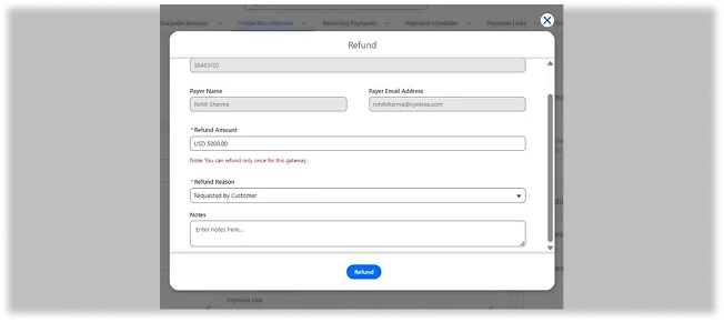 Refund Reason & Notes Capture