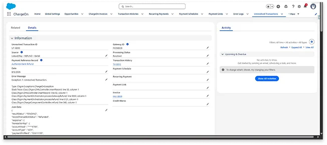 Unresolved Transaction Tracking