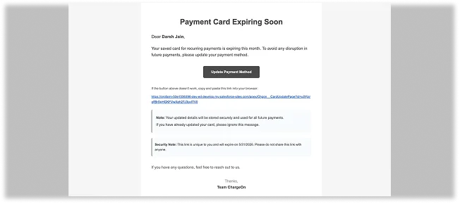 Card Update Email Reminders
